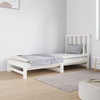 Sofá Cama | Cama Para Adultos Extraíble Madera Maciza De Pino Blanco 2x(90x190) Cm Cfw182126