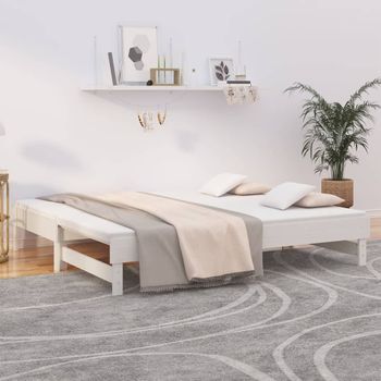 Sofá Cama | Cama Para Adultos Extraíble Madera Maciza De Pino Blanco 2x(90x190) Cm Cfw297803