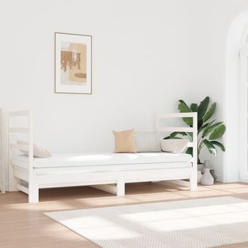 Sofá Cama | Cama Para Adultos Extraíble Madera Maciza De Pino Blanco 2x(90x190) Cm Cfw230723