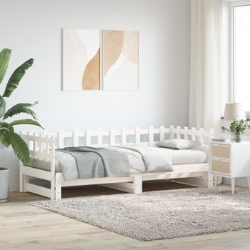 Sofá Cama | Cama Para Adultos Extraíble Madera Maciza De Pino Blanco 2x(90x190) Cm Cfw562107