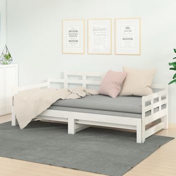 Sofá Cama | Cama Para Adultos Extraíble Madera Maciza De Pino Blanco 2x(90x200) Cm Cfw189483