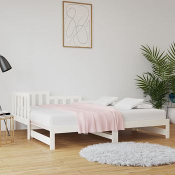 Sofá Cama | Cama Para Adultos Extraíble Madera Maciza De Pino Blanco 2x(90x200) Cm Cfw103776