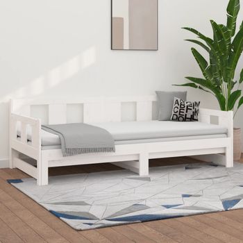 Sofá Cama | Cama Para Adultos Extraíble Madera Maciza De Pino Blanco 2x(90x200) Cm Cfw693910