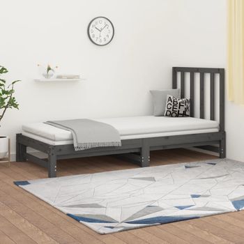 Sofá Cama | Cama Para Adultos Extraíble Madera Maciza De Pino Gris 2x(90x200) Cm Cfw917492