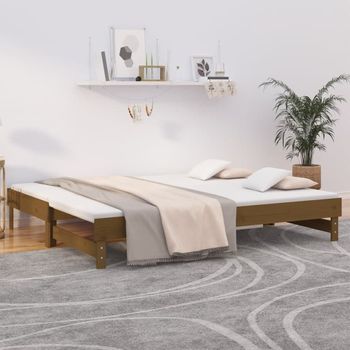 Sofá Cama | Cama Para Adultos Extraíble Madera Maciza De Pino Marrón 2x(90x200) Cm Cfw219583