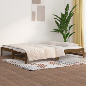 Sofá Cama | Cama Para Adultos Extraíble Madera Maciza De Pino Marrón 2x(90x200) Cm Cfw315742