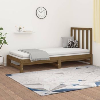 Sofá Cama | Cama Para Adultos Extraíble Madera Maciza De Pino Marrón 2x(90x200) Cm Cfw125862