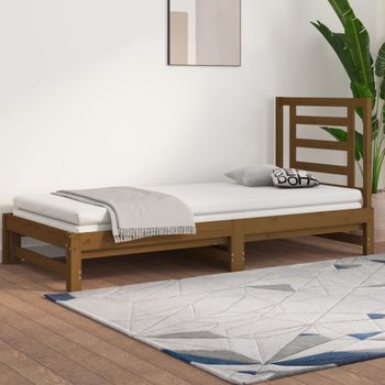 Sofá Cama | Cama Para Adultos Extraíble Madera Maciza De Pino Marrón 2x(90x200) Cm Cfw664900