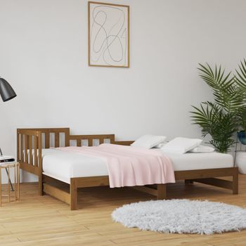 Sofá Cama | Cama Para Adultos Extraíble Madera Maciza De Pino Marrón 2x(90x200) Cm Cfw724313