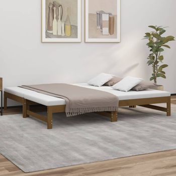 Sofá Cama | Cama Para Adultos Extraíble Madera Maciza Pino Marrón Miel 2x(90x190)cm Cfw627727