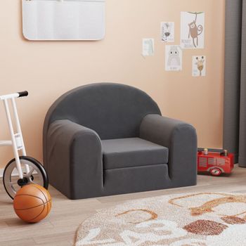 Sofá Cama | Sofá De Salón | Sofá De Descanso Infantil Felpa Suave Gris Antracita Cfw40827