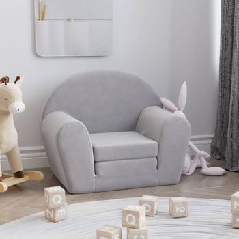 Sofá Cama | Sofá De Salón | Sofá De Descanso Infantil Felpa Suave Gris Claro Cfw45165