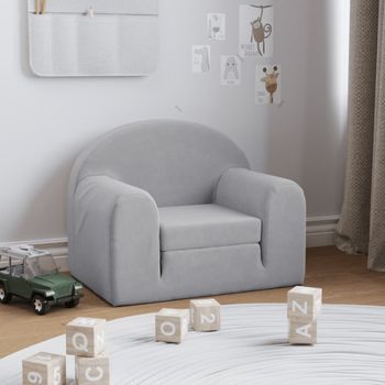 Sofá Cama | Sofá De Salón | Sofá De Descanso Infantil Felpa Suave Gris Claro Cfw29720