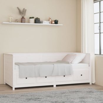 Sofá Cama | Cama Para Adultos Madera Maciza De Pino Blanco 80x200 Cm Cfw251161