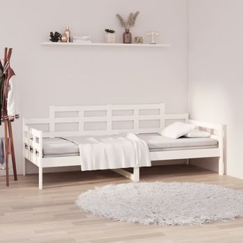 Sofá Cama | Cama Individual | Cama Para Adultos Madera Maciza De Pino Blanco 80x200 Cm Cfw87649