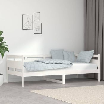 Sofá Cama | Cama Para Adultos Madera Maciza De Pino Blanco 90x200 Cm Cfw873281