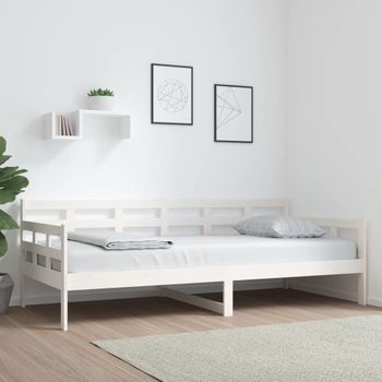 Sofá Cama | Cama Para Adultos Madera Maciza De Pino Blanco 90x200 Cm Cfw839051