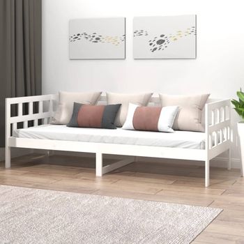 Sofá Cama | Cama Para Adultos Madera Maciza De Pino Blanco 90x200 Cm Cfw675507