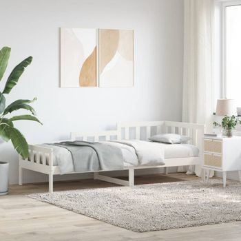 Sofá Cama | Cama Para Adultos Madera Maciza De Pino Blanco 90x200 Cm Cfw888316