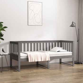 Sofá Cama | Cama Para Adultos Madera Maciza De Pino Gris 75x190 Cm Cfw439251