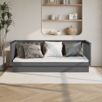 Sofá Cama | Cama Para Adultos Madera Maciza De Pino Gris 80x200 Cm Cfw444688