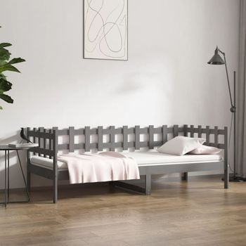 Sofá Cama | Cama Para Adultos Madera Maciza De Pino Gris 80x200 Cm Cfw114078