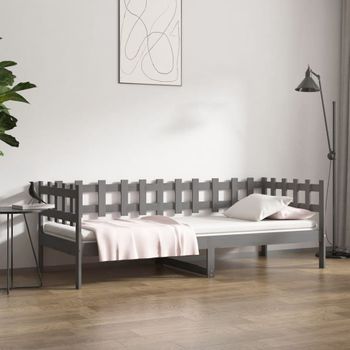 Sofá Cama | Cama Para Adultos Madera Maciza De Pino Gris 90x190 Cm Cfw130270