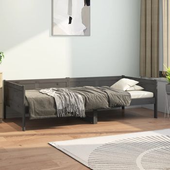 Sofá Cama | Cama Para Adultos Madera Maciza De Pino Gris 90x190 Cm Cfw848772