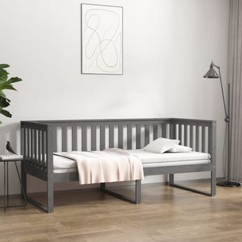 Sofá Cama | Cama Para Adultos Madera Maciza De Pino Gris 90x190 Cm Cfw879171