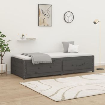 Sofá Cama | Cama Para Adultos Madera Maciza De Pino Gris 90x200 Cm Cfw380065