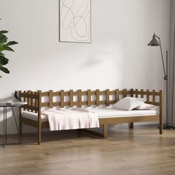 Sofá Cama | Cama Para Adultos Madera Maciza De Pino Marrón Miel 90x200 Cm Cfw318048