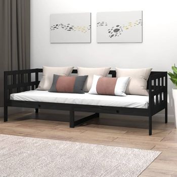 Sofá Cama | Cama Para Adultos Madera Maciza De Pino Negro 80x200 Cm Cfw374951