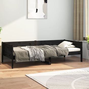 Sofá Cama | Cama Para Adultos Madera Maciza De Pino Negro 90x190 Cm Cfw631196