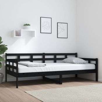 Sofá Cama | Cama Para Adultos Madera Maciza De Pino Negro 90x200 Cm Cfw375022