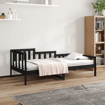 Sofá Cama | Cama Para Adultos Madera Maciza De Pino Negro 90x200 Cm Cfw409947