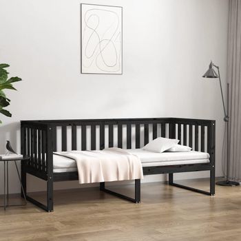 Sofá Cama | Cama Para Adultos Madera Maciza De Pino Negro 90x200 Cm Cfw148419