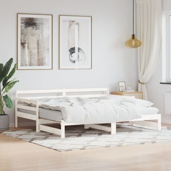 Sofá Cama | Cama Para Adultos Nido Madera Maciza De Pino Blanco 90x190 Cm Cfw893710