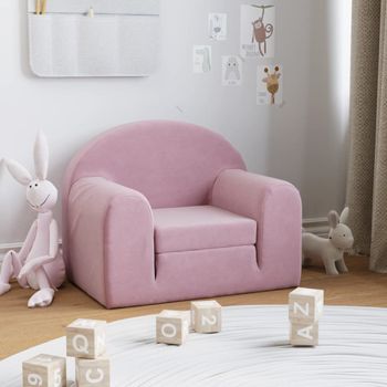 Sofá Cama | Sofá De Salón | Sofá De Descanso Para Niños Felpa Suave Rosa Cfw84670