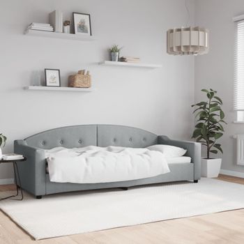 Sofá Cama | Cama Individual | Cama Para Adultos Tela Gris Claro 80x200 Cm Cfw27812