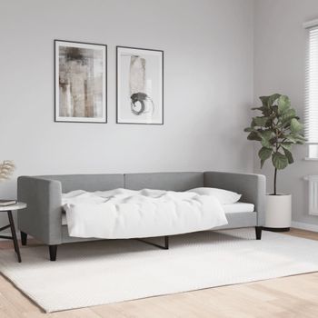 Sofá Cama | Cama Individual | Cama Para Adultos Tela Gris Claro 90x200 Cm Cfw71231