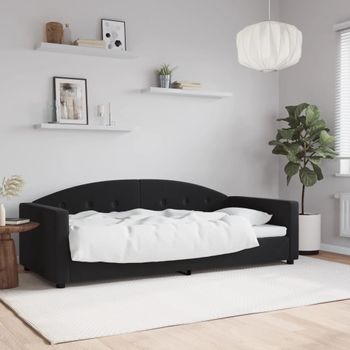 Sofá Cama | Cama Individual | Cama Para Adultos Terciopelo Negro 90x200 Cm Cfw79940