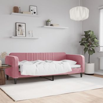 Sofá Cama | Cama Individual | Cama Para Adultos Terciopelo Rosa 80x200 Cm Cfw45948