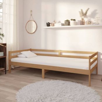 Sofá Cama | Cama Para Adultos Y Colchón Madera Pino Maciza Marrón Miel 90x200 Cm Cfw72244