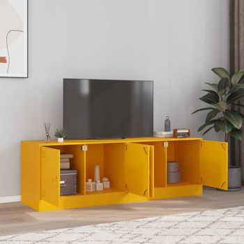 2 Uds Muebles Tv | Mueble De Salón | Armario Tv Acero Amarillo Mostaza 67x39x44 Cm Cfw780660