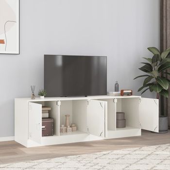 2 Uds Muebles Tv | Mueble De Salón | Armario Tv Acero Blanco 67x39x44 Cm Cfw780662