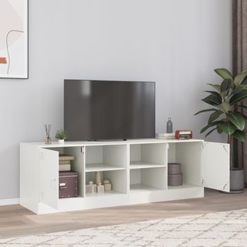 2 Uds Muebles Tv | Mueble De Salón | Armario Tv Acero Blanco 67x39x44 Cm Cfw780663