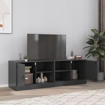 2 Uds Muebles Tv | Mueble De Salón | Armario Tv Acero Negro 67x39x44 Cm Cfw780666