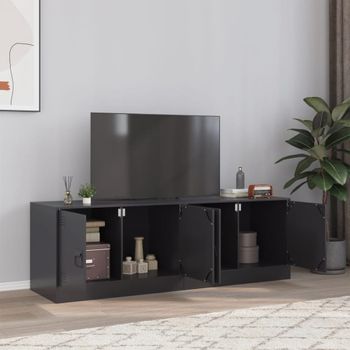 2 Uds Muebles Tv | Mueble De Salón | Armario Tv Acero Negro 67x39x44 Cm Cfw780667