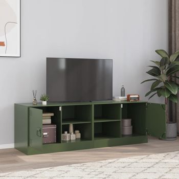 2 Uds Muebles Tv | Mueble De Salón | Armario Tv Acero Verde Oliva 67x39x44 Cm Cfw780671