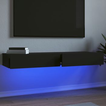 2 Uds Muebles Tv | Mueble De Salón | Armario Tv Con Luces Led Negro 60x35x15,5 Cm Cfw780390